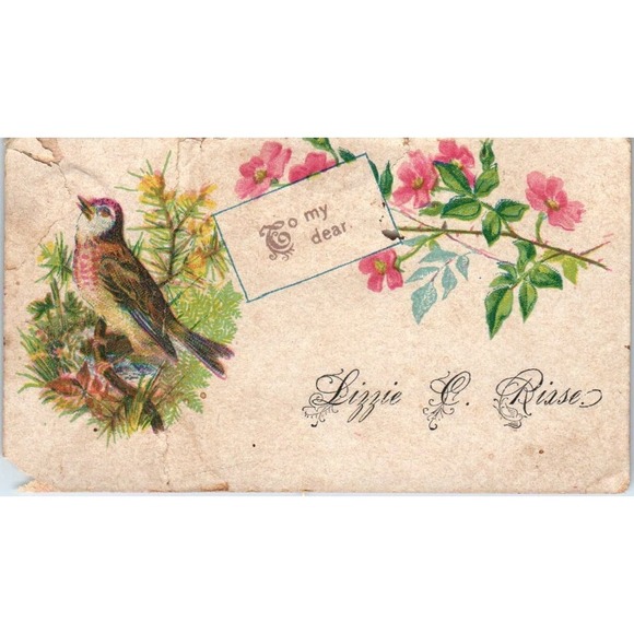 None Other - c1880 Victorian Calling Card Lizzie C. Risse AE5